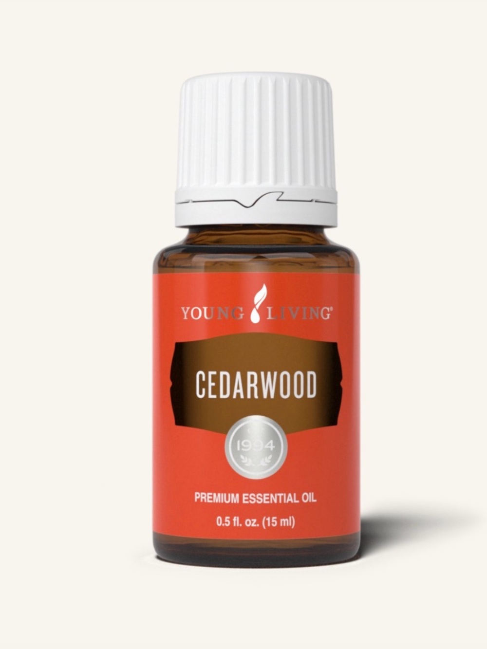 Young Living Cedarwood Essential Oil - Orange Label, White Cap, Brown Bottle